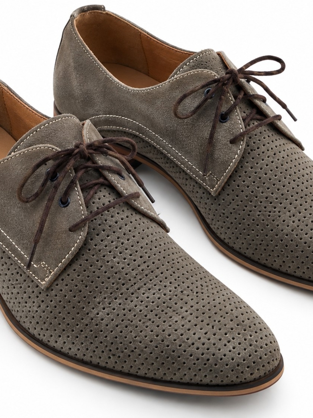Men's Aldo Perforated Suede Lace-Up Dress Shoes in Gray Size 9